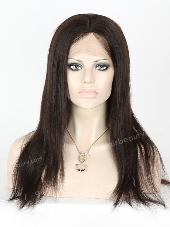 In Stock Malaysian Virgin Hair 16" Light Yaki Natural Color Silk Top Full Lace Wig STW-314